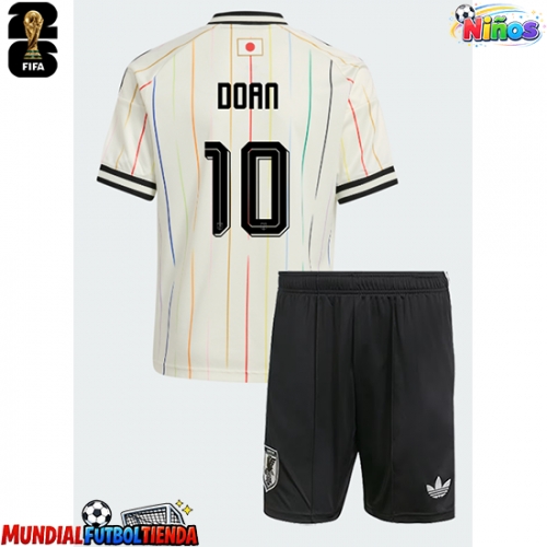 Camiseta Japón Ritsu Doan #10 Segunda Equipación Replica Mundial 2026 para niños mangas cortas (+ Pantalones cortos)
